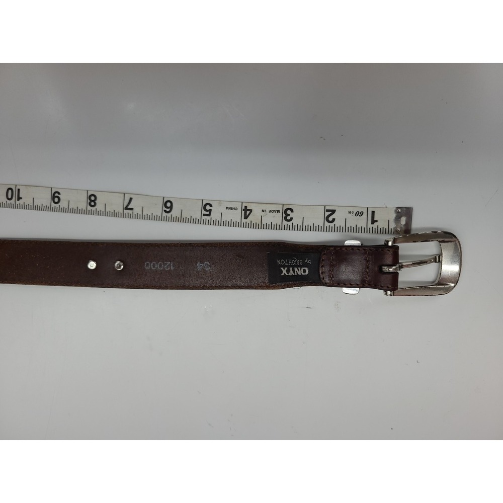VTG Onyx by Brighton Golfing Visit Belt‎ Brown and Black Leather and Silver - Picture 11 of 14